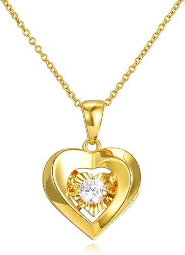 Women, Solid Gold Chain and Pendant Necklace for Her, Anniversary Jewelry Present for Wife